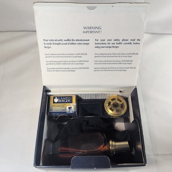 Lampe Berger Fragrance Oil Lamp Red Gold Top Athena Diffuser 3909 Glass RARE - Picture 4 of 16